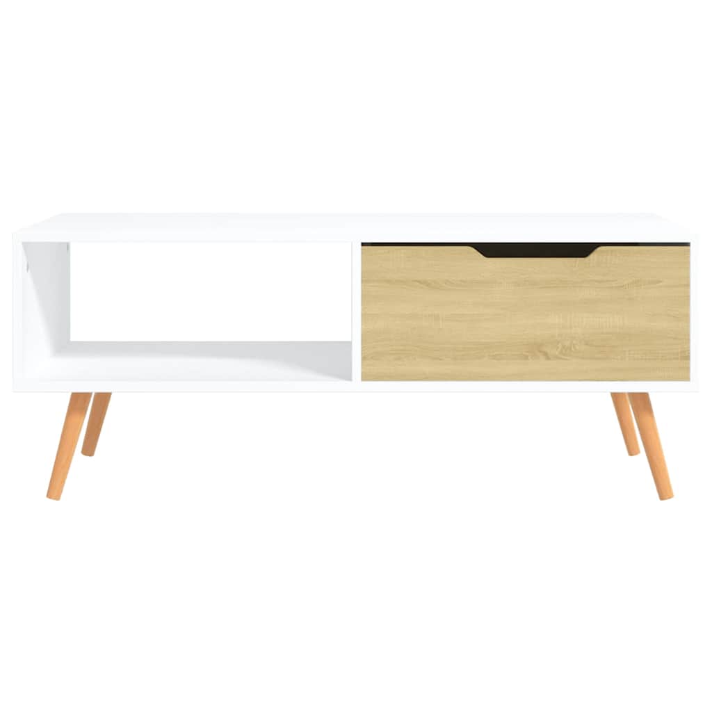 326791 vidaXL Coffee Table White and Sonoma Oak 100x49,5x43 cm Engineered Wood