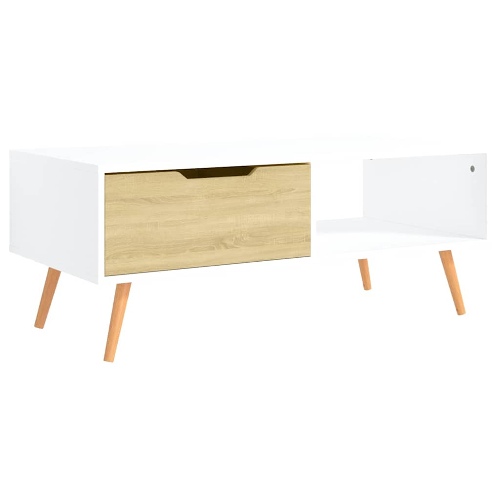 326791 vidaXL Coffee Table White and Sonoma Oak 100x49,5x43 cm Engineered Wood