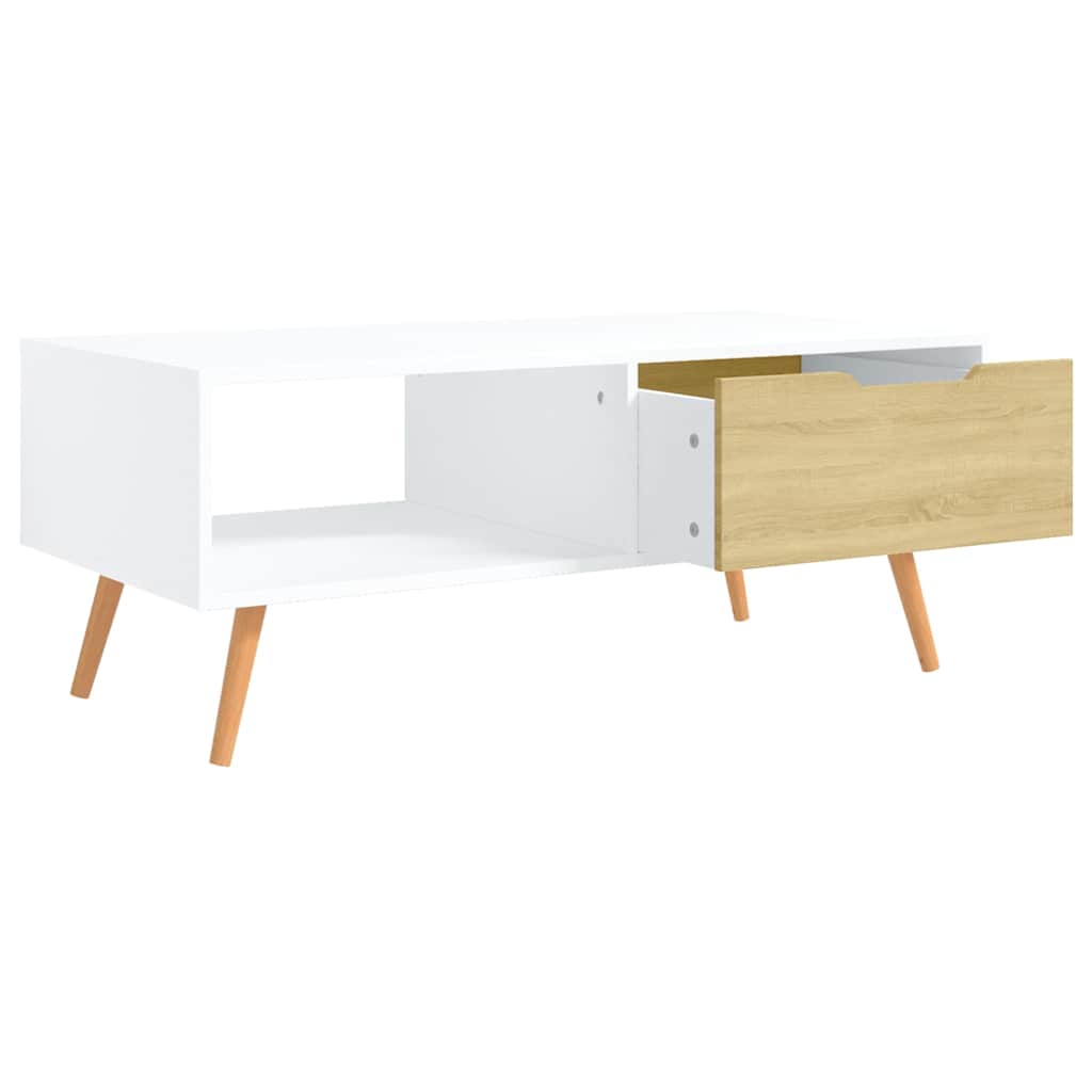326791 vidaXL Coffee Table White and Sonoma Oak 100x49,5x43 cm Engineered Wood
