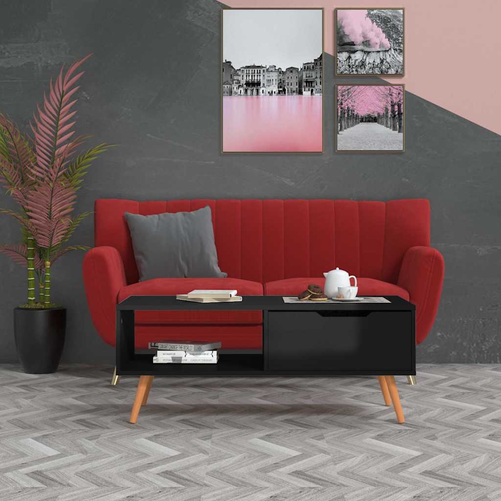 326793 vidaXL Coffee Table High Gloss Black 100x49,5x43 cm Engineered Wood