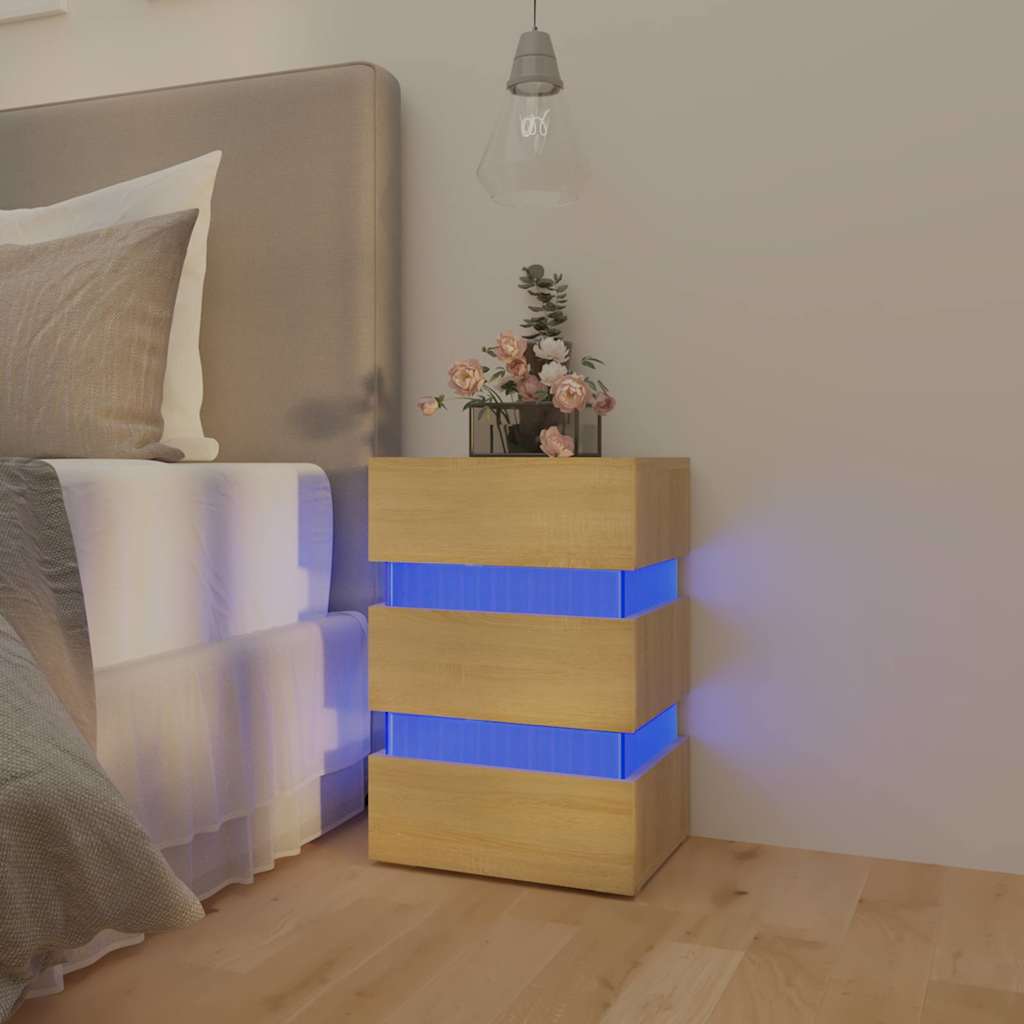 LED Bedside Cabinet Sonoma Oak 45x35x67 cm Engineered Wood