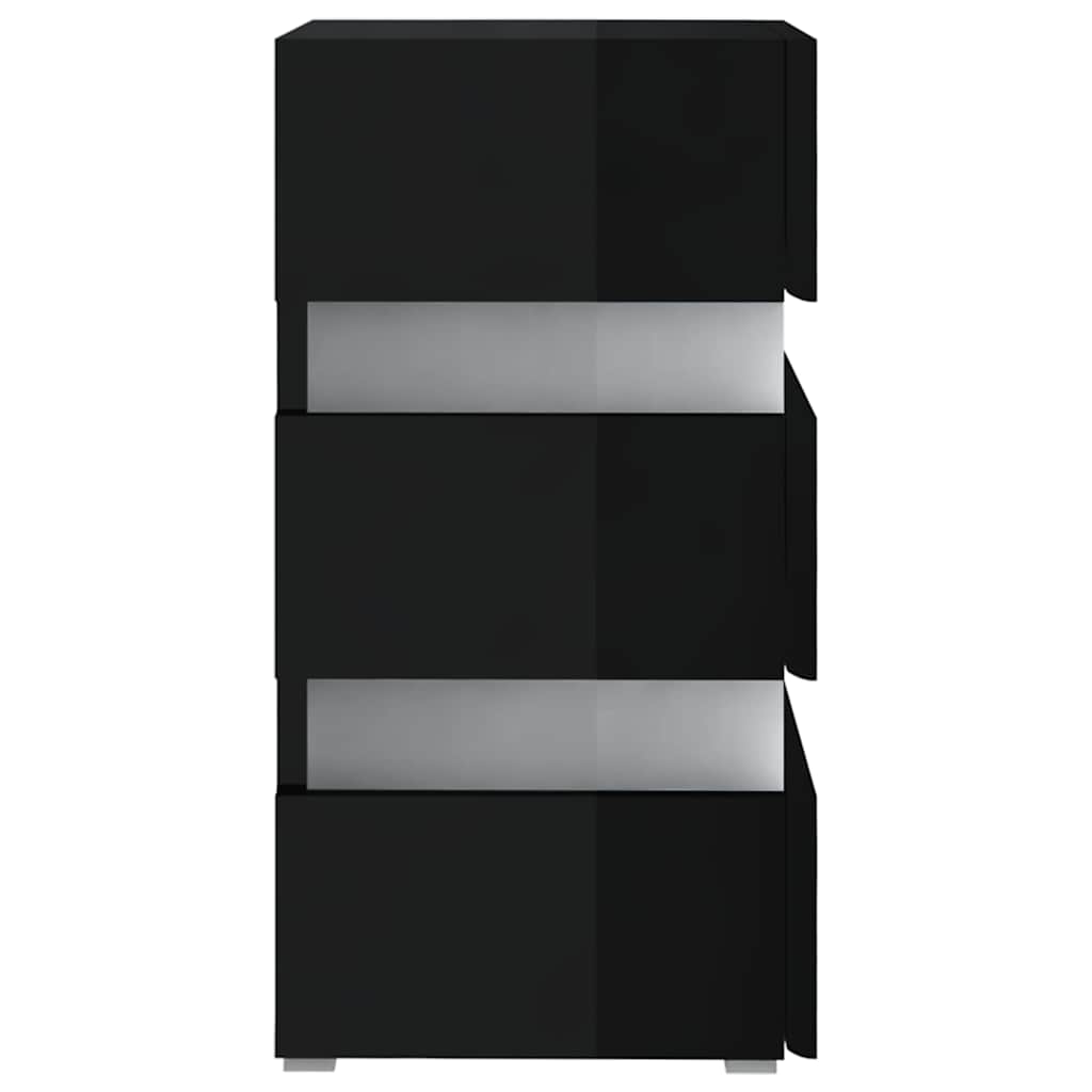LED Bedside Cabinet High Gloss Black 45x35x67cm Engineered Wood
