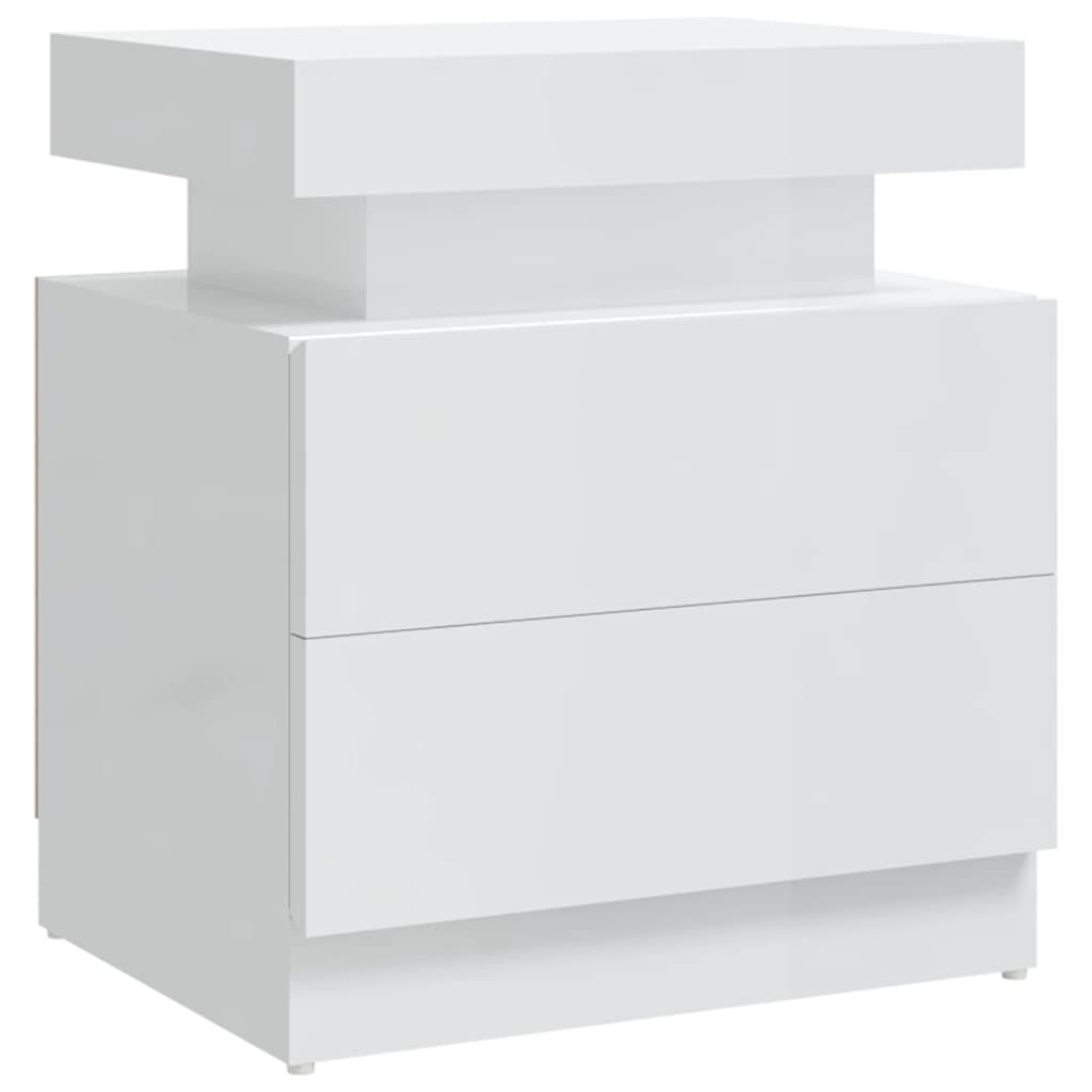Bedside Cabinet High Gloss White 45x35x52 cm Engineered Wood