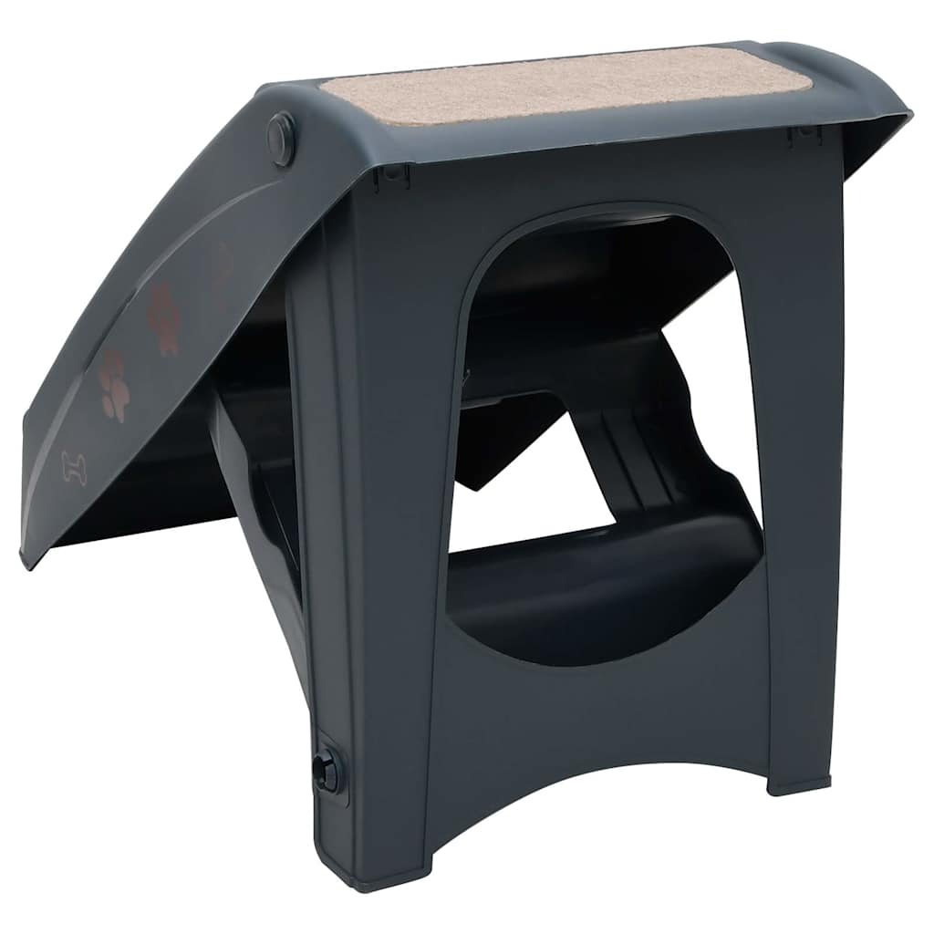 171172 vidaXL Folding 4-Step Dog Stairs Dark Grey