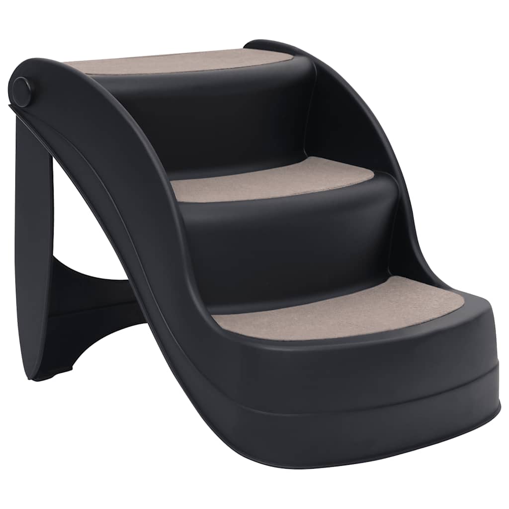 171173 vidaXL Folding 3-Step Dog Stairs Black