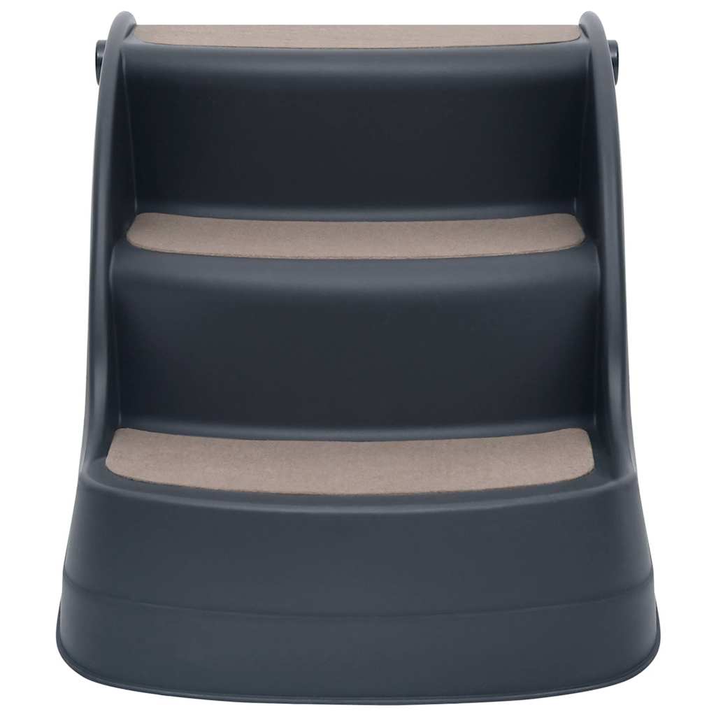 171174 vidaXL Folding 3-Step Dog Stairs Dark Grey