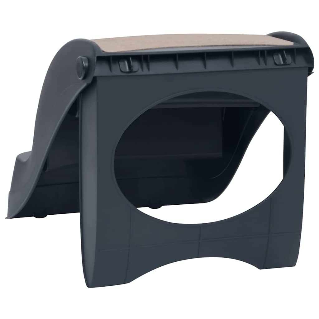 171174 vidaXL Folding 3-Step Dog Stairs Dark Grey