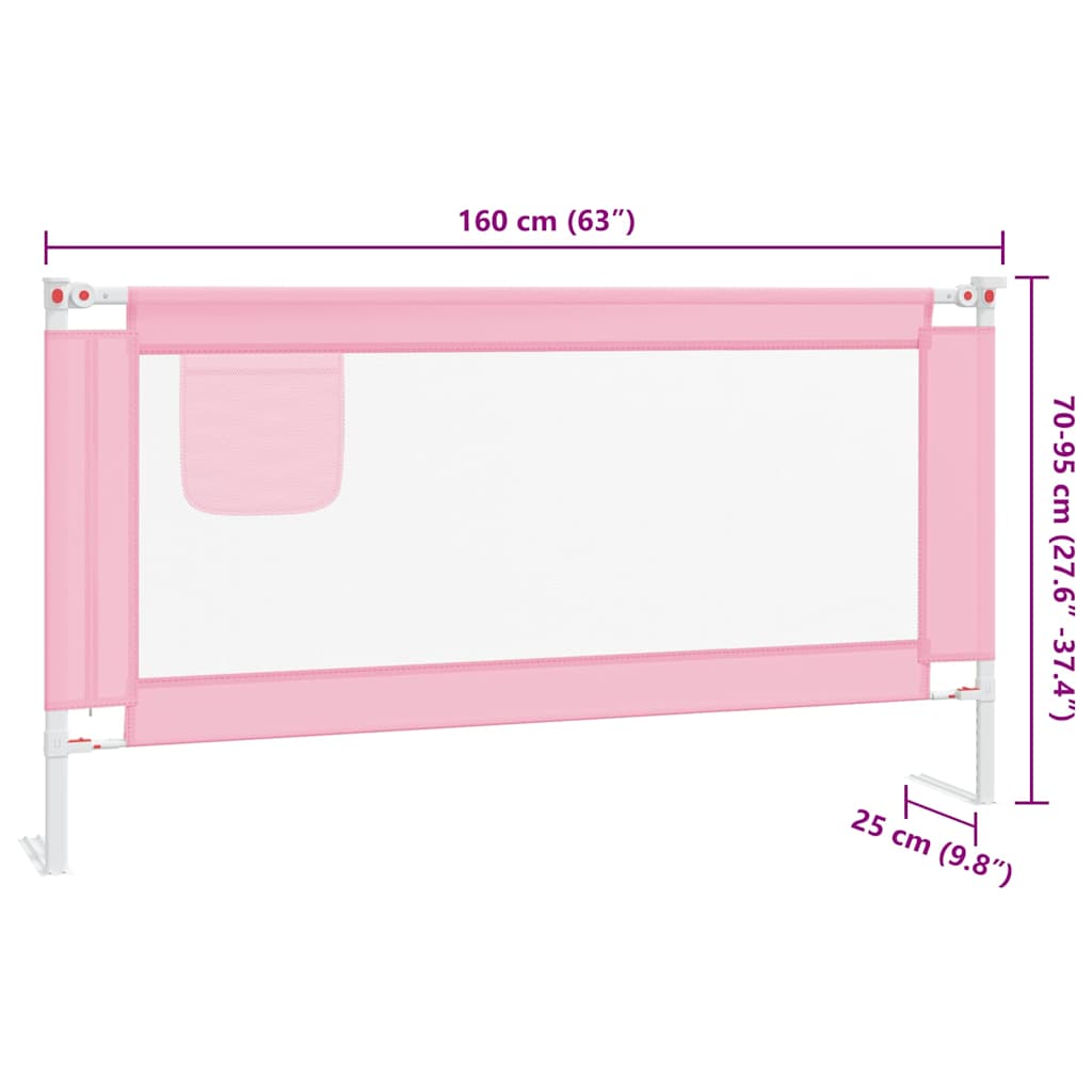 vidaXL Toddler Safety Bed Rail Pink 160x25 cm Fabric