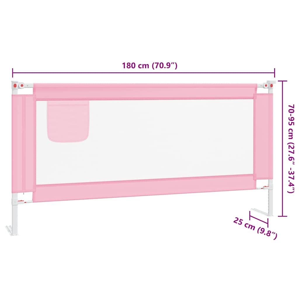 vidaXL Toddler Safety Bed Rail Pink 180x25 cm Fabric