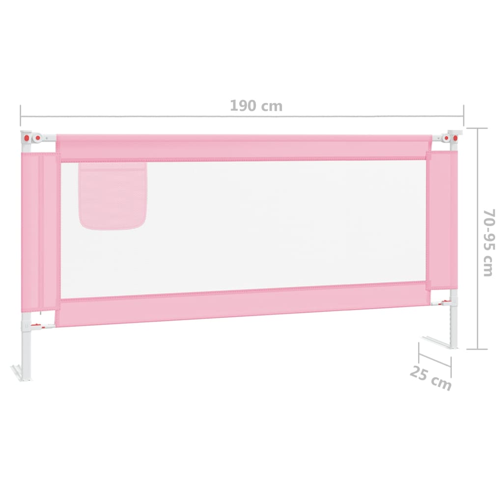 vidaXL Toddler Safety Bed Rail Pink 190x25 cm Fabric