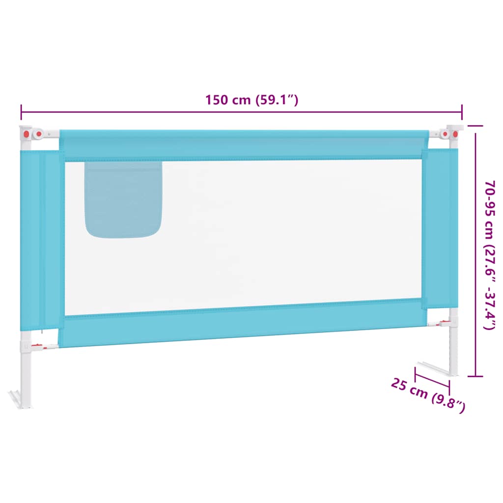 vidaXL Toddler Safety Bed Rail Blue 150x25 cm Fabric