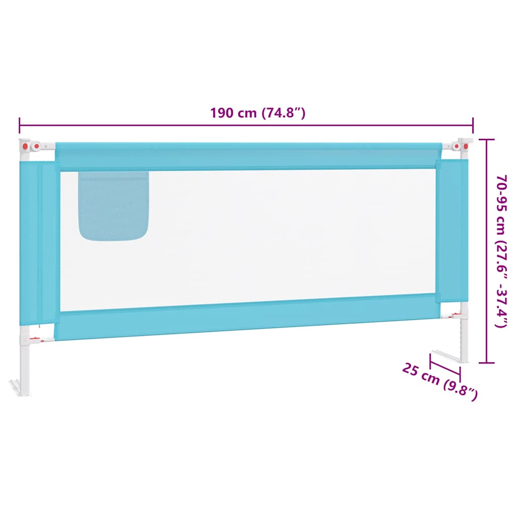 vidaXL Toddler Safety Bed Rail Blue 190x25 cm Fabric