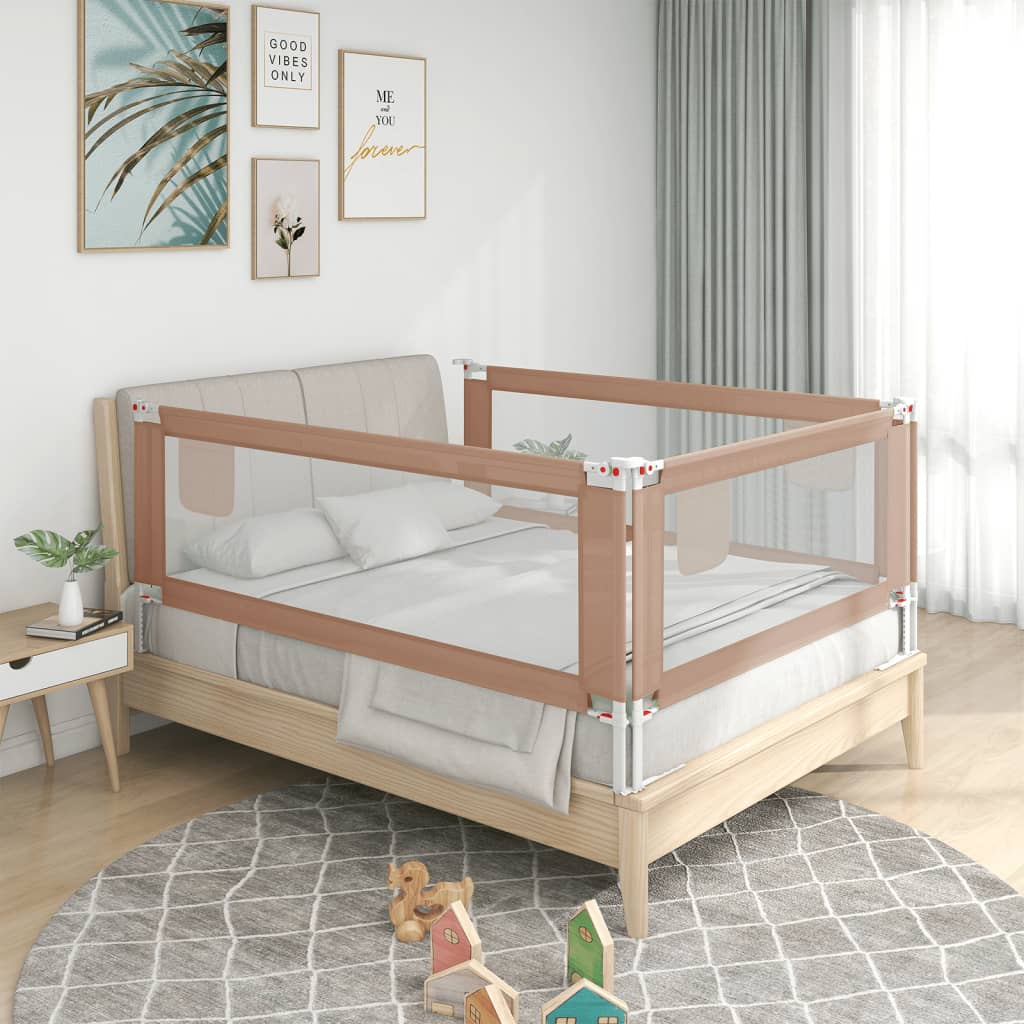 vidaXL Toddler Safety Bed Rail Taupe 180x25 cm Fabric