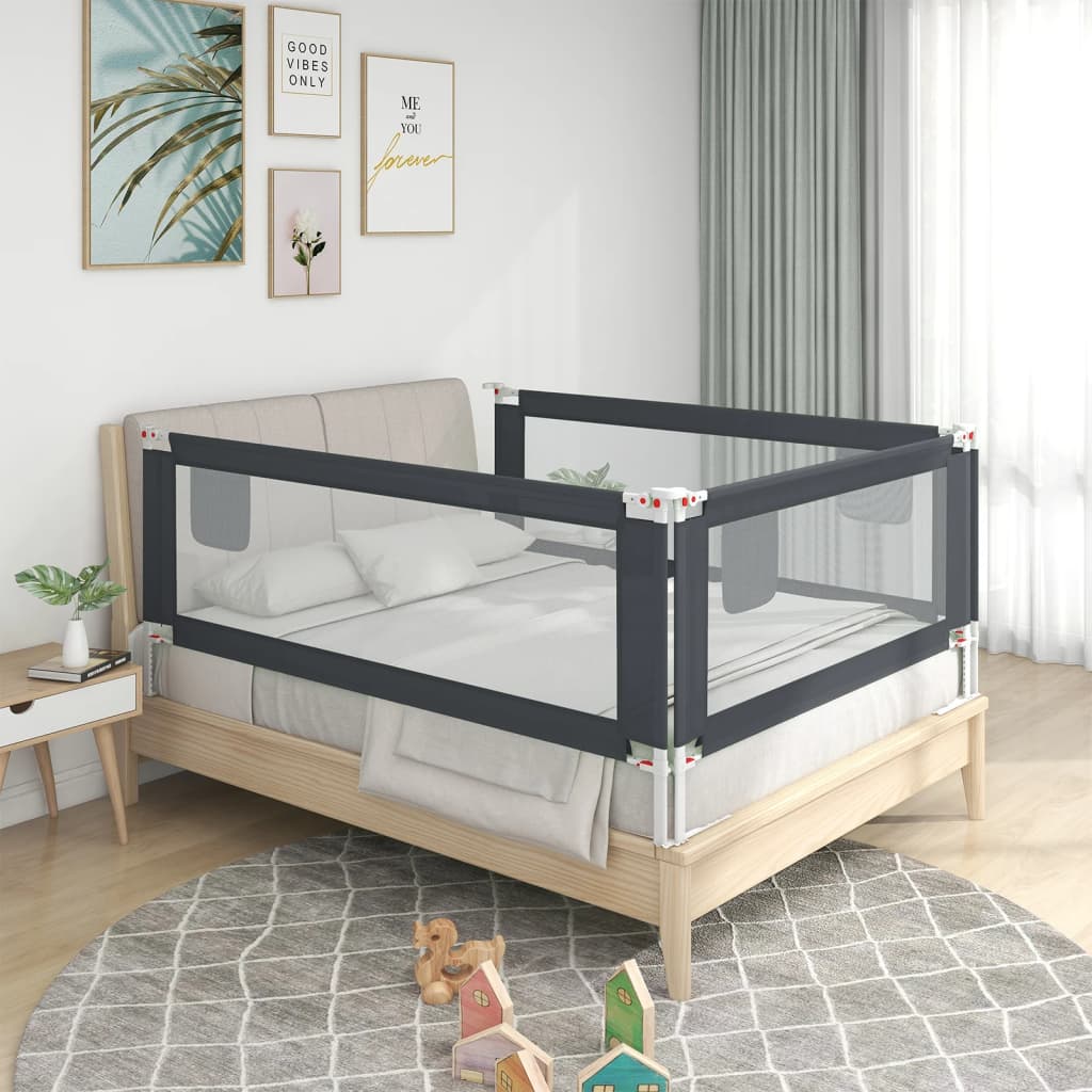 vidaXL Toddler Safety Bed Rail Dark Grey 140x25 cm Fabric