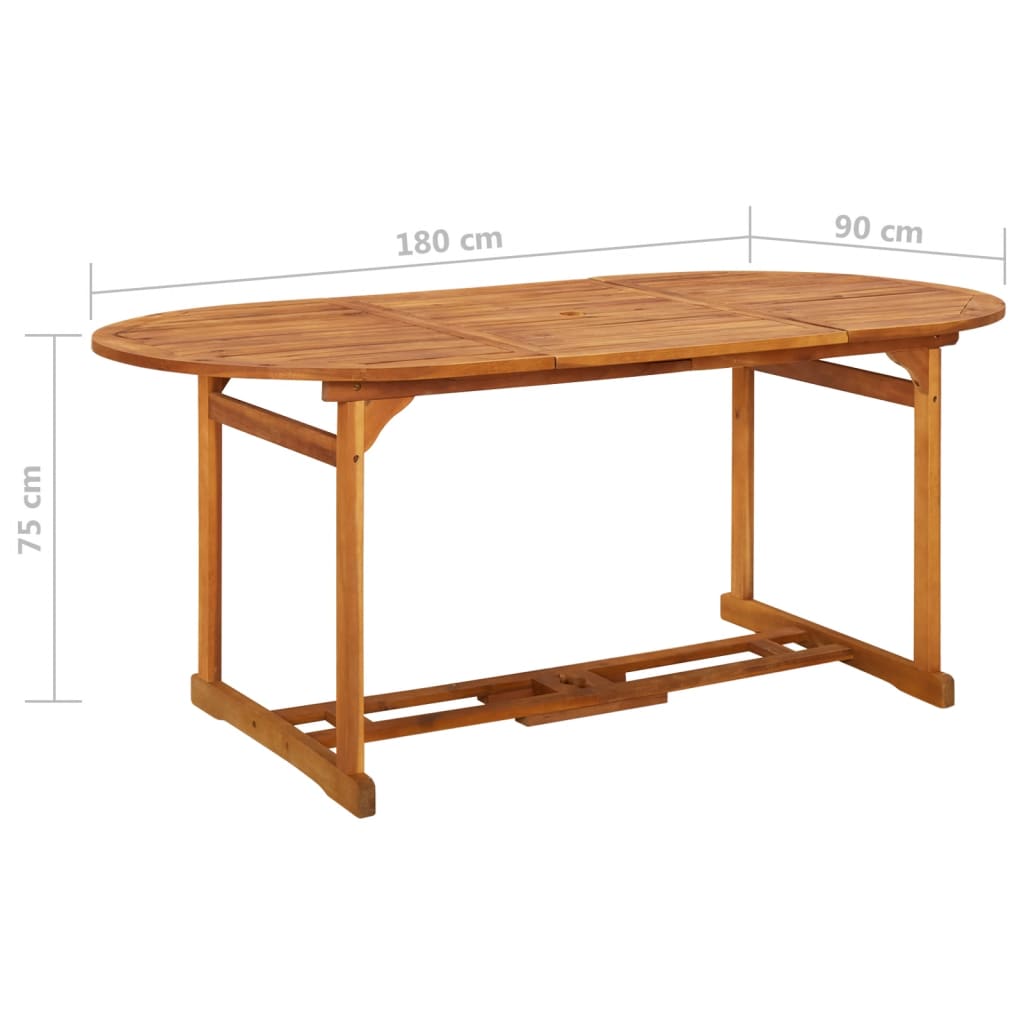 vidaXL Garden Dining Table 180x90x75 cm Solid Acacia Wood