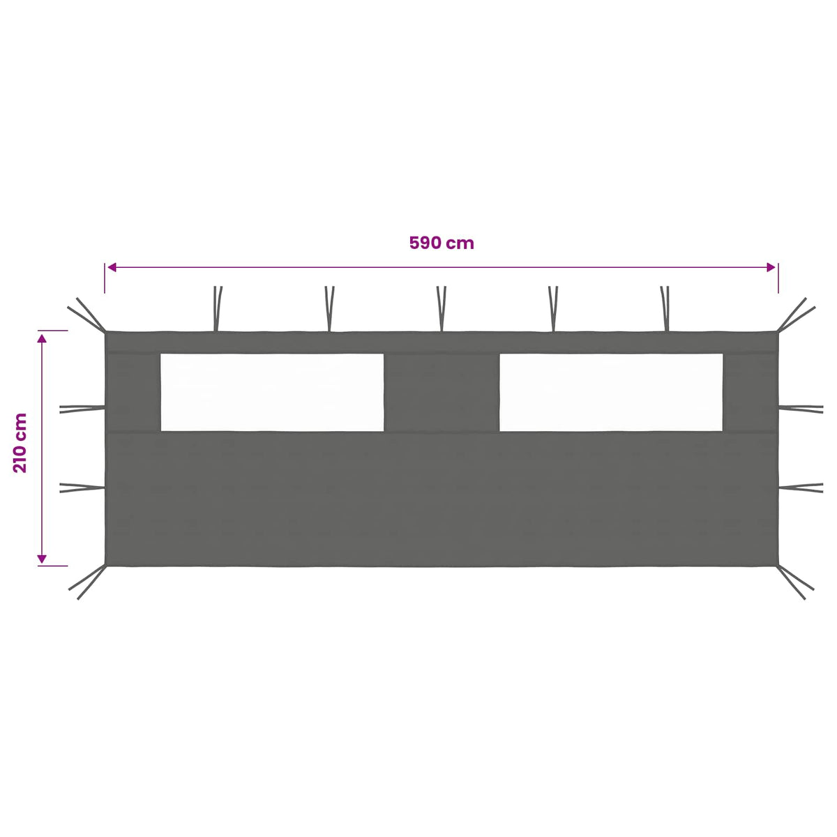 Gazebo Sidewall with Windows 6x2 m Anthracite