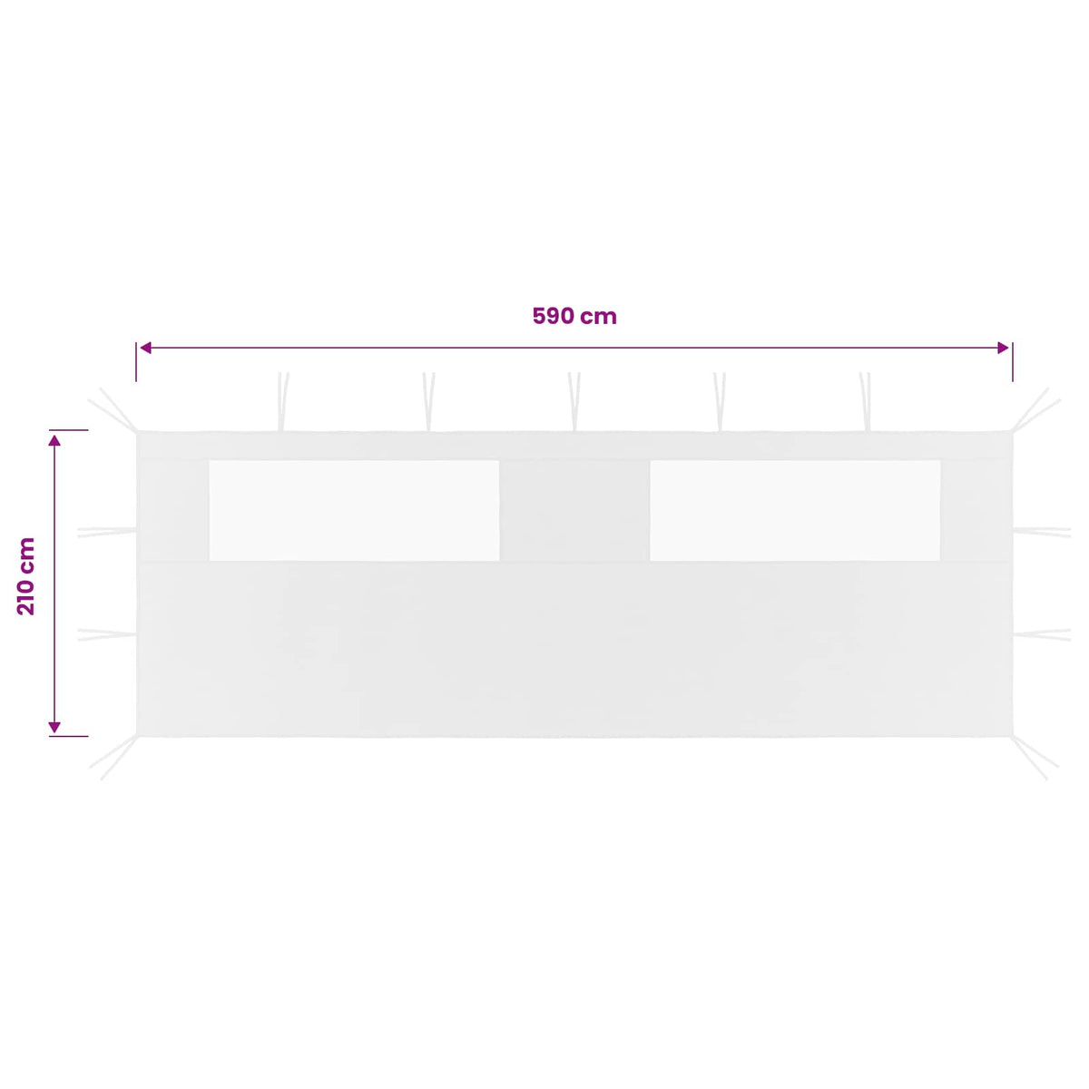 Gazebo Sidewall with Windows 6x2 m White
