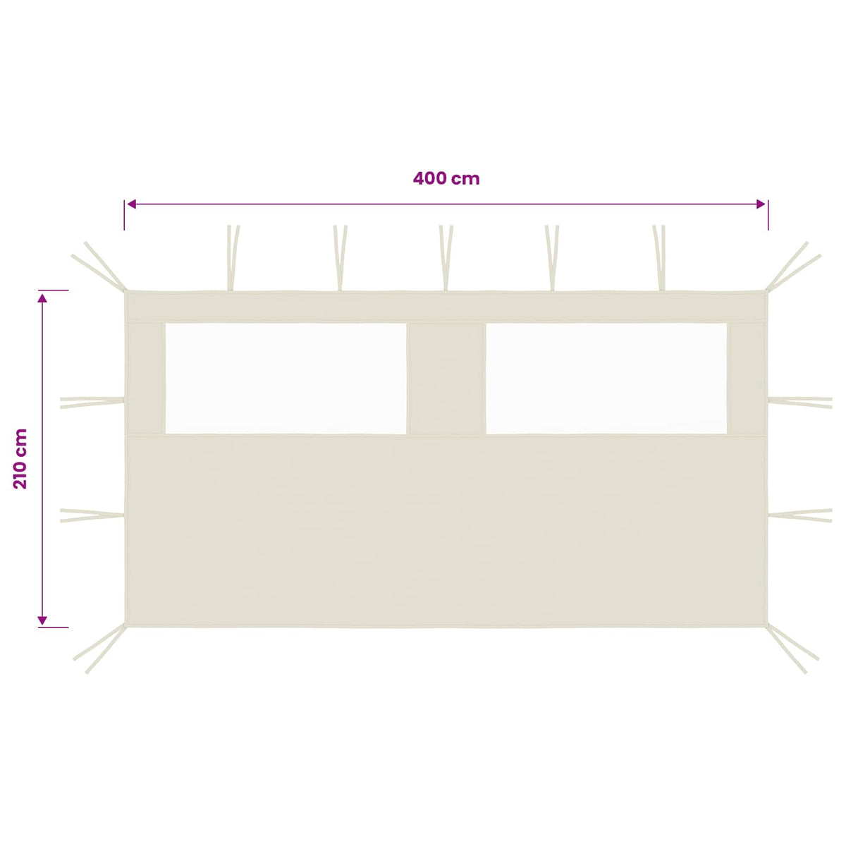 Gazebo Sidewall with Windows 4x2 m Cream