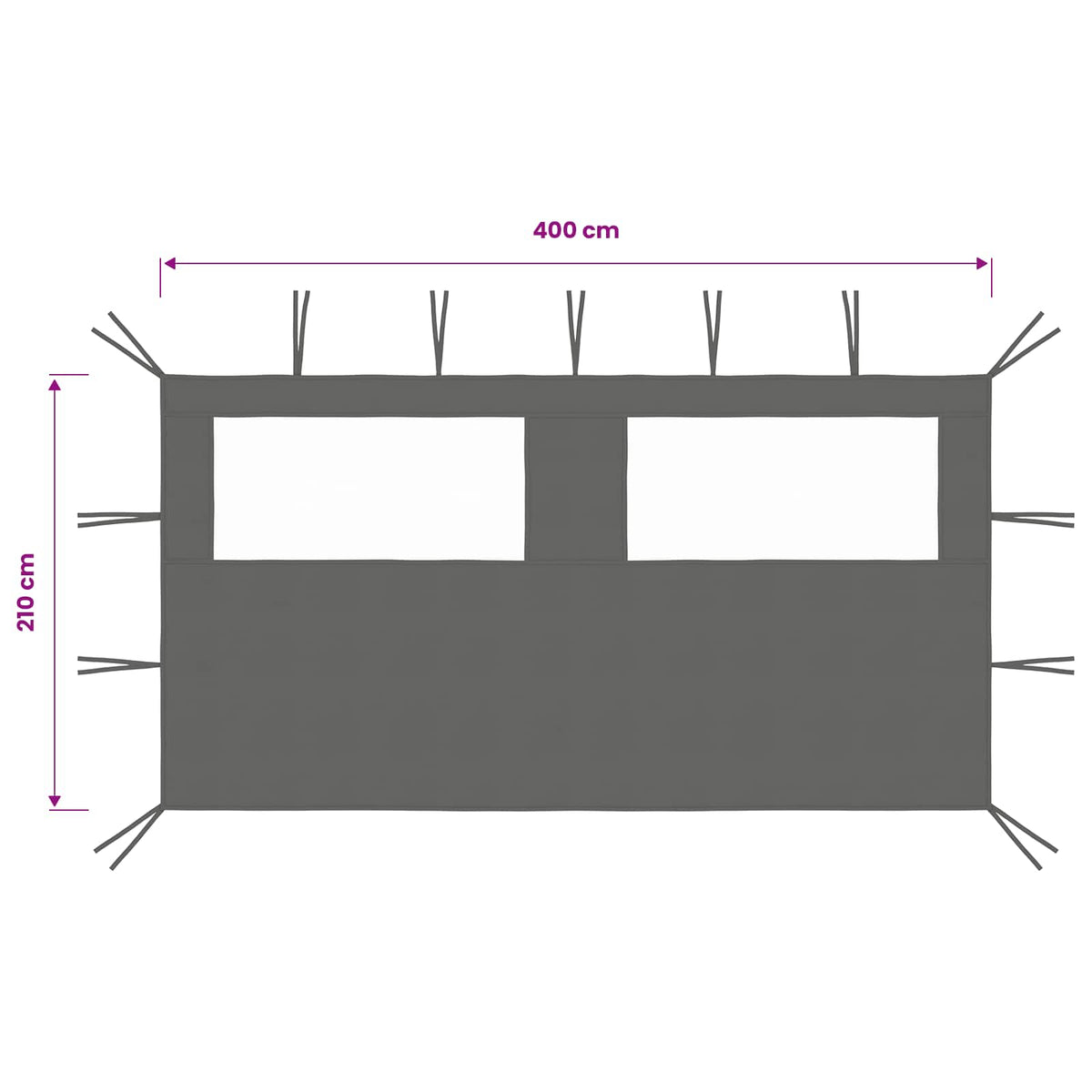 Gazebo Sidewall with Windows 4x2 m Anthracite