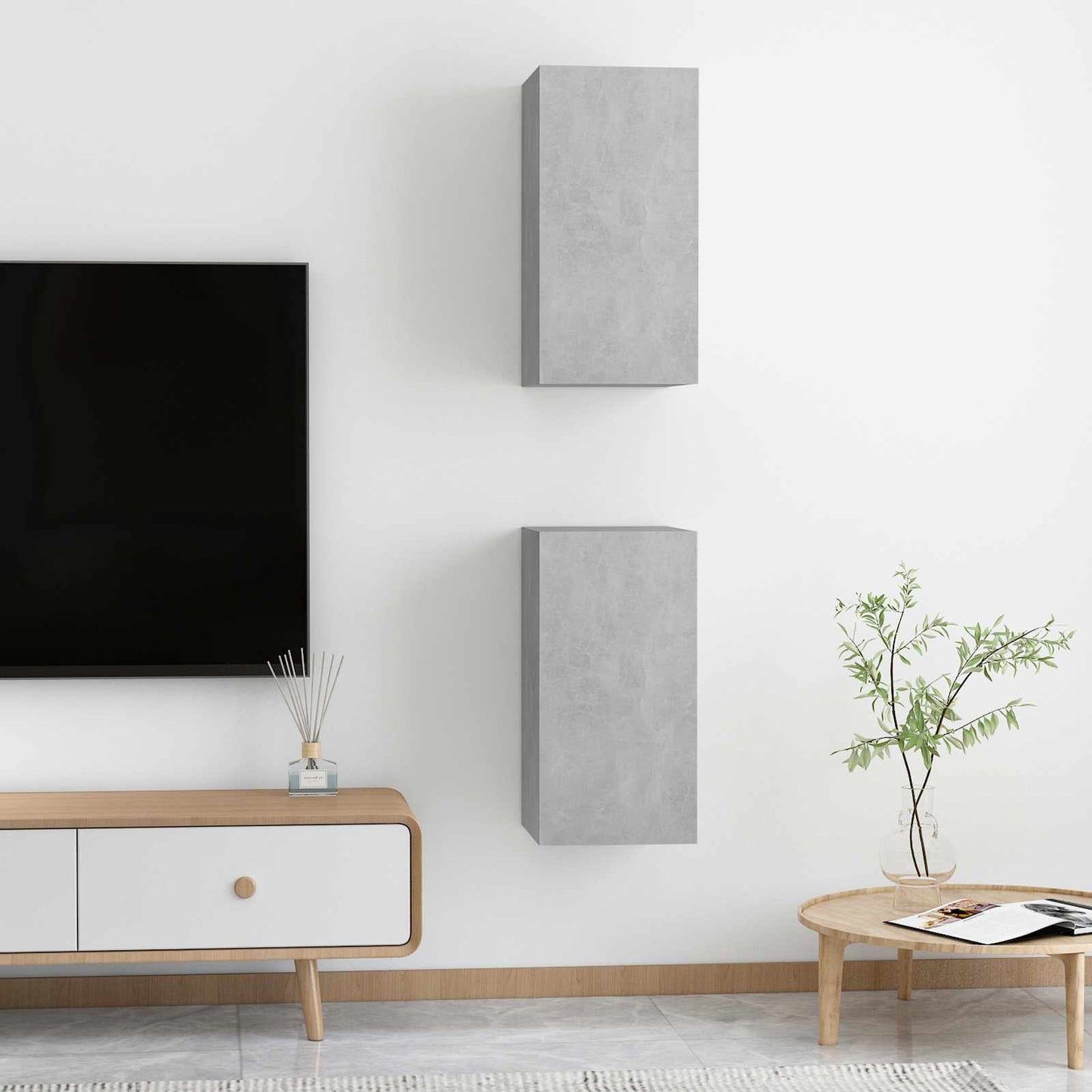 2 Piece TV Cabinet Set Concrete Grey 30,5x30x60 cm Engineered Wood