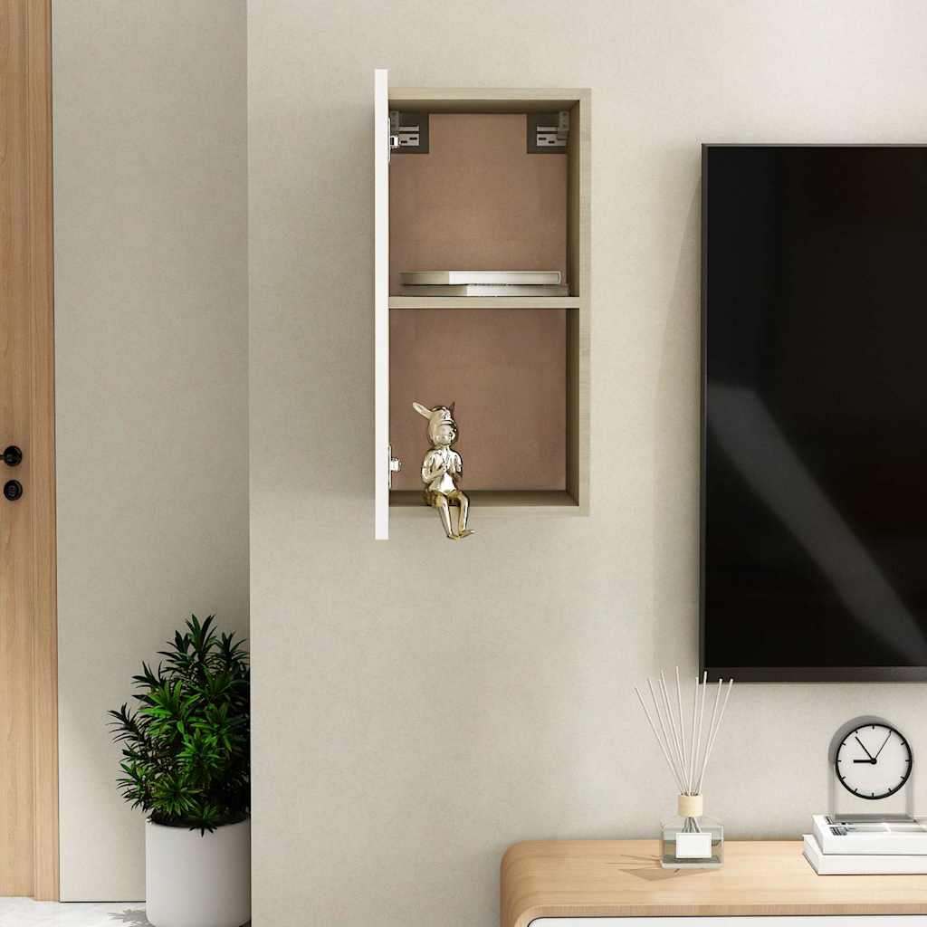 803336 vidaXL TV Cabinet White and Sonoma Oak 30,5x30x60 cm Engineered Wood