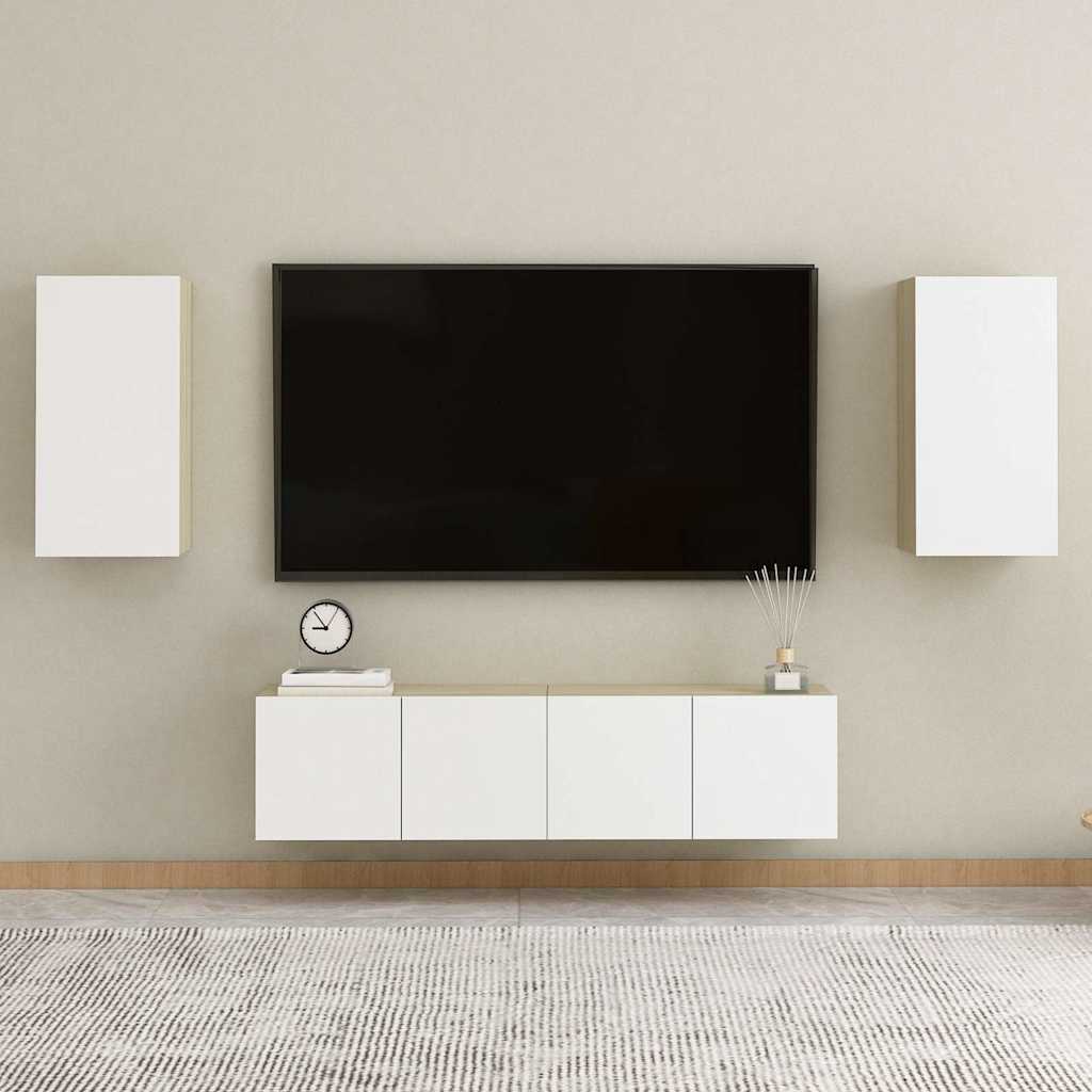 803336 vidaXL TV Cabinet White and Sonoma Oak 30,5x30x60 cm Engineered Wood