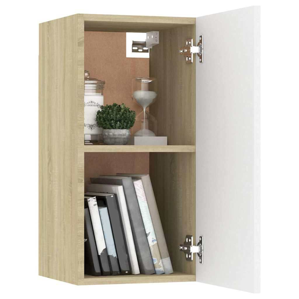 803336 vidaXL TV Cabinet White and Sonoma Oak 30,5x30x60 cm Engineered Wood