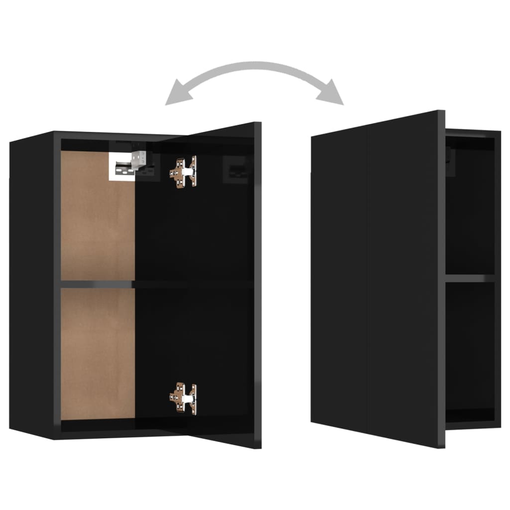 vidaXL TV Cabinets 2 pcs High Gloss Black 30.5x30x60 cm Engineered Wood