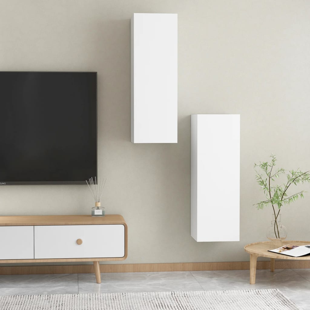 vidaXL TV Cabinets 2 pcs White 30.5x30x90 cm Engineered Wood