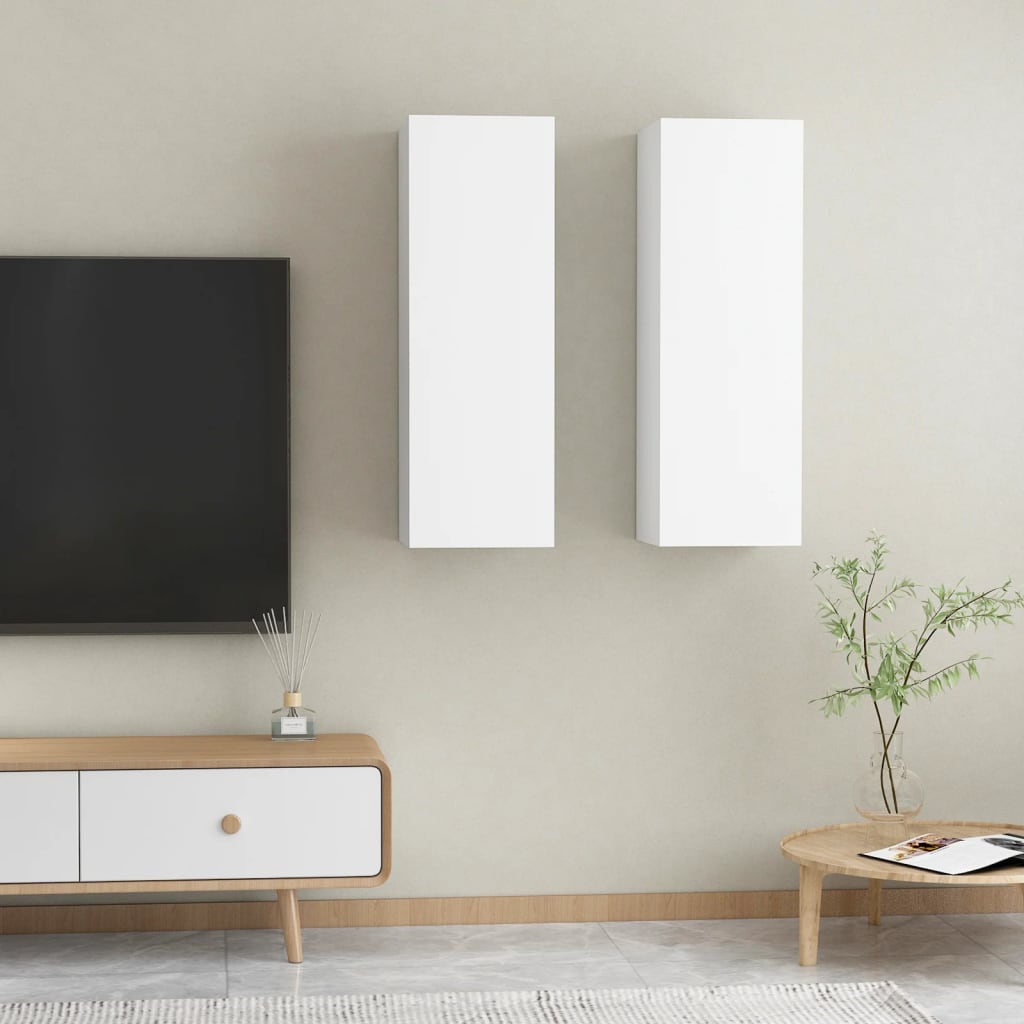 vidaXL TV Cabinets 2 pcs White 30.5x30x90 cm Engineered Wood