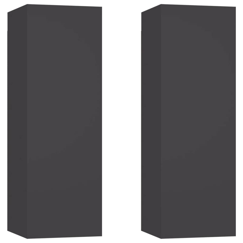 vidaXL TV Cabinets 2 pcs Grey 30.5x30x90 cm Engineered Wood