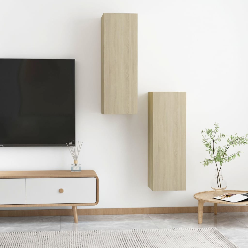 vidaXL TV Cabinets 2 pcs Sonoma Oak 30.5x30x90 cm Engineered Wood