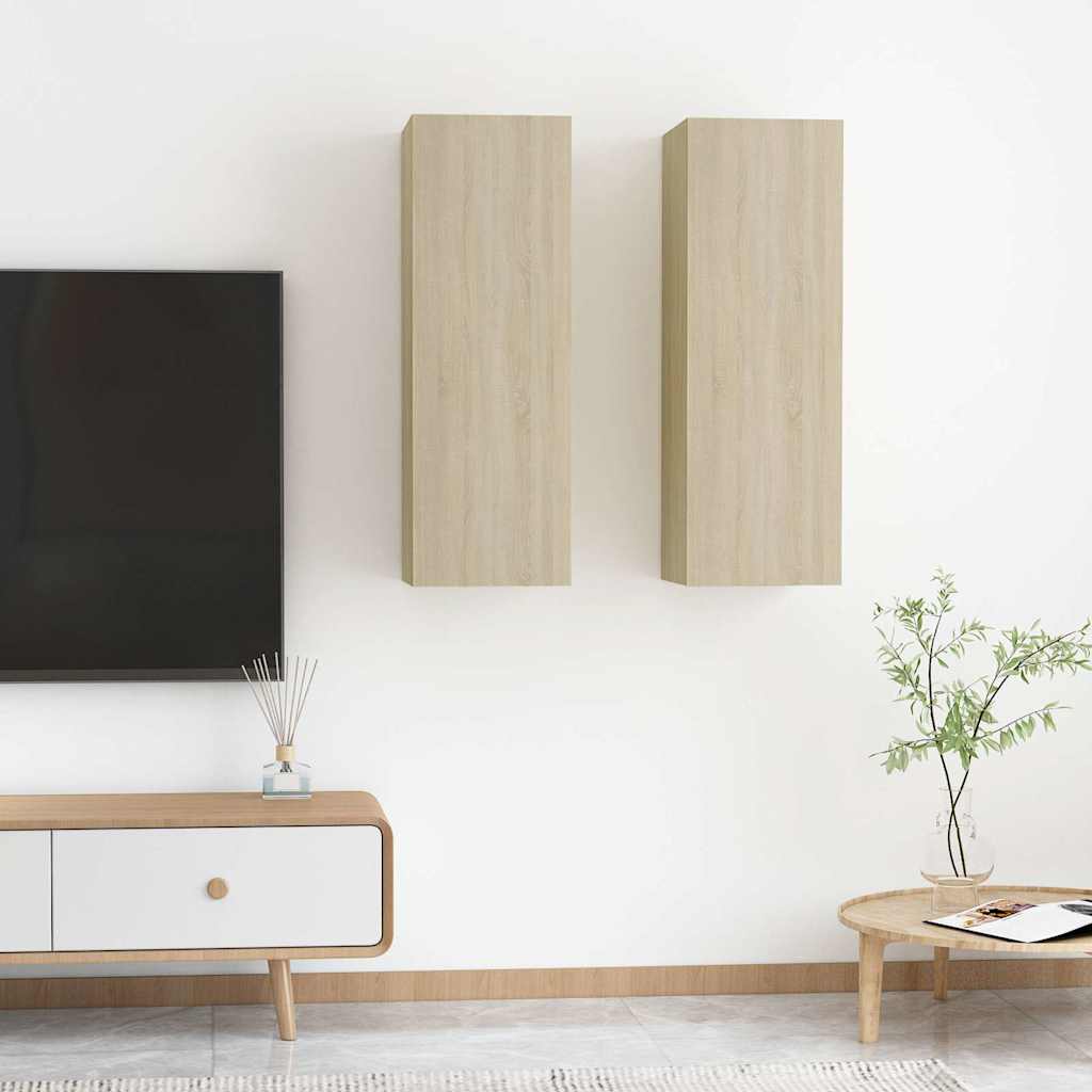803351 vidaXL 2 Piece TV Cabinet Set Sonoma Oak 30,5x30x90 cm Engineered Wood