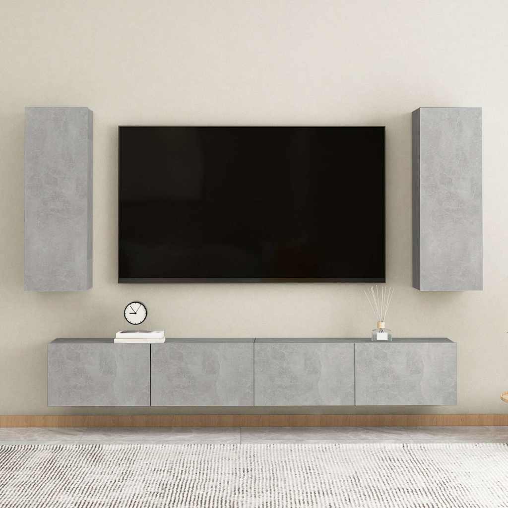 803352 vidaXL TV Cabinet Concrete Grey 30,5x30x90 cm Engineered Wood