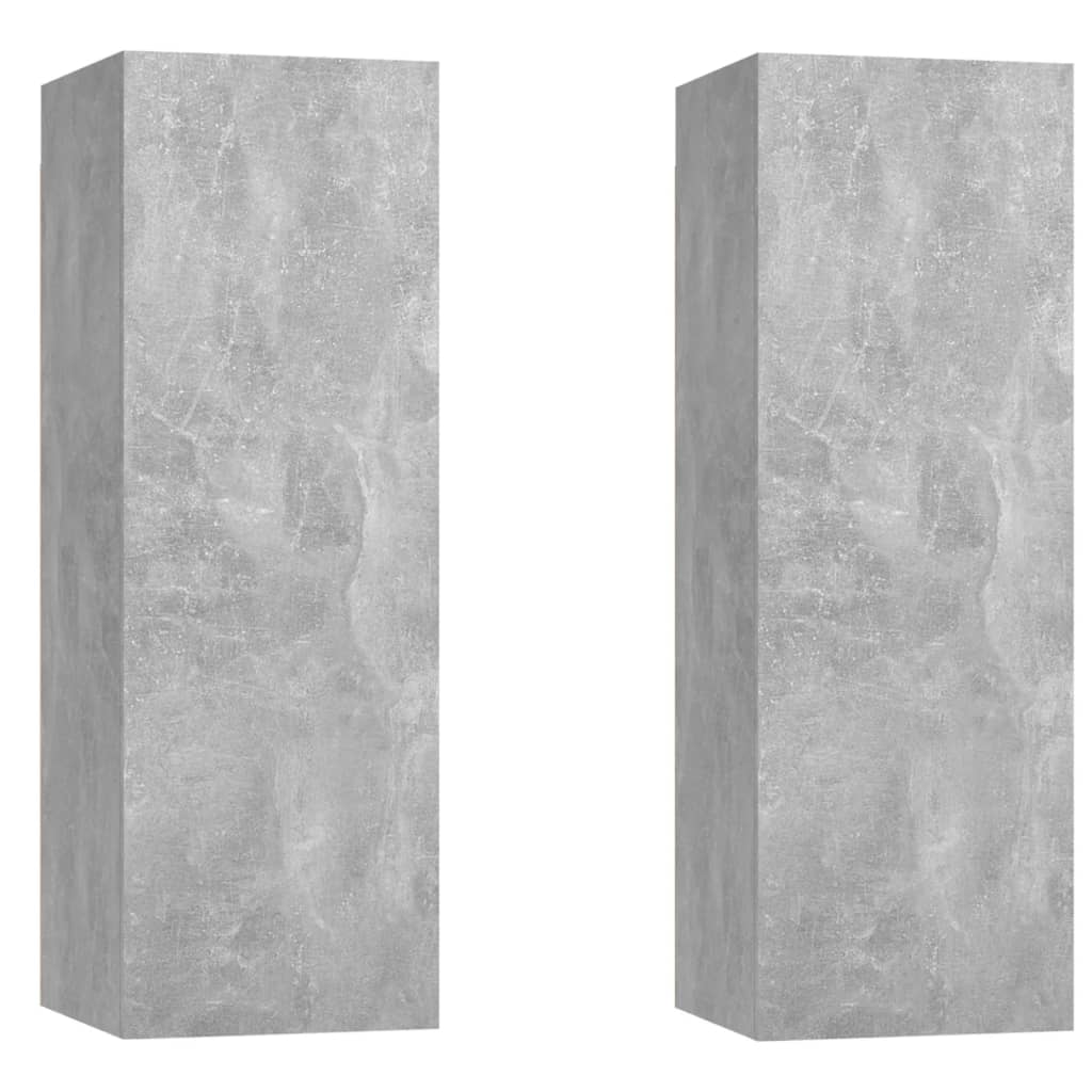 vidaXL TV Cabinets 2 pcs Concrete Grey 30.5x30x90 cm Engineered Wood