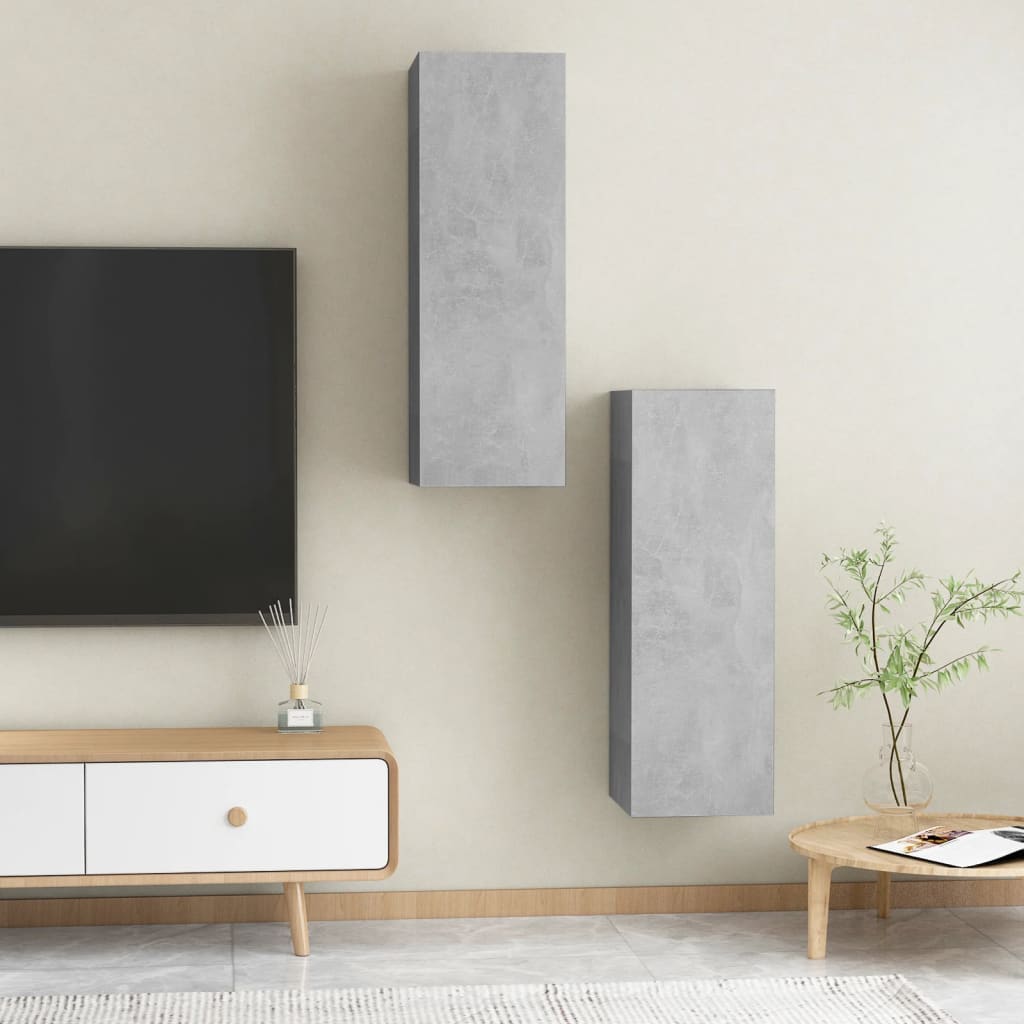 vidaXL TV Cabinets 2 pcs Concrete Grey 30.5x30x90 cm Engineered Wood