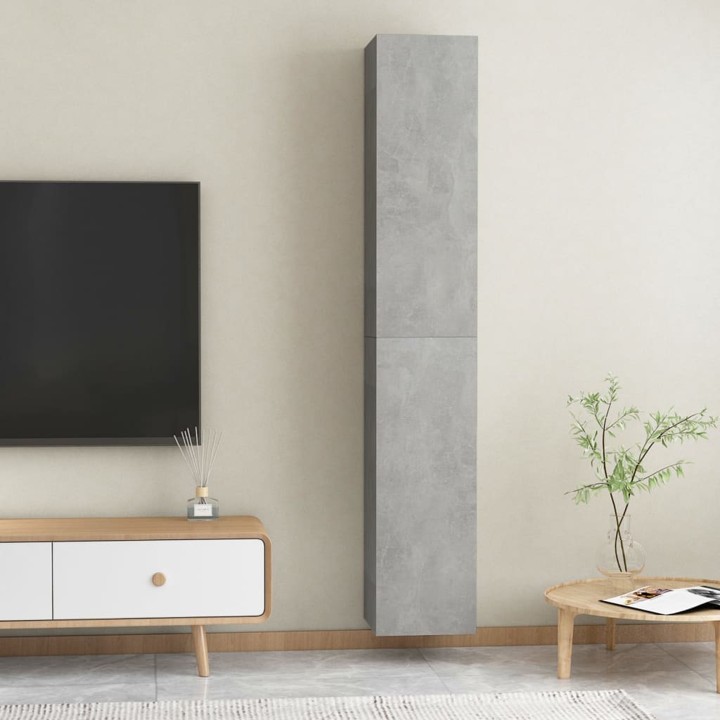 vidaXL TV Cabinets 2 pcs Concrete Grey 30.5x30x90 cm Engineered Wood