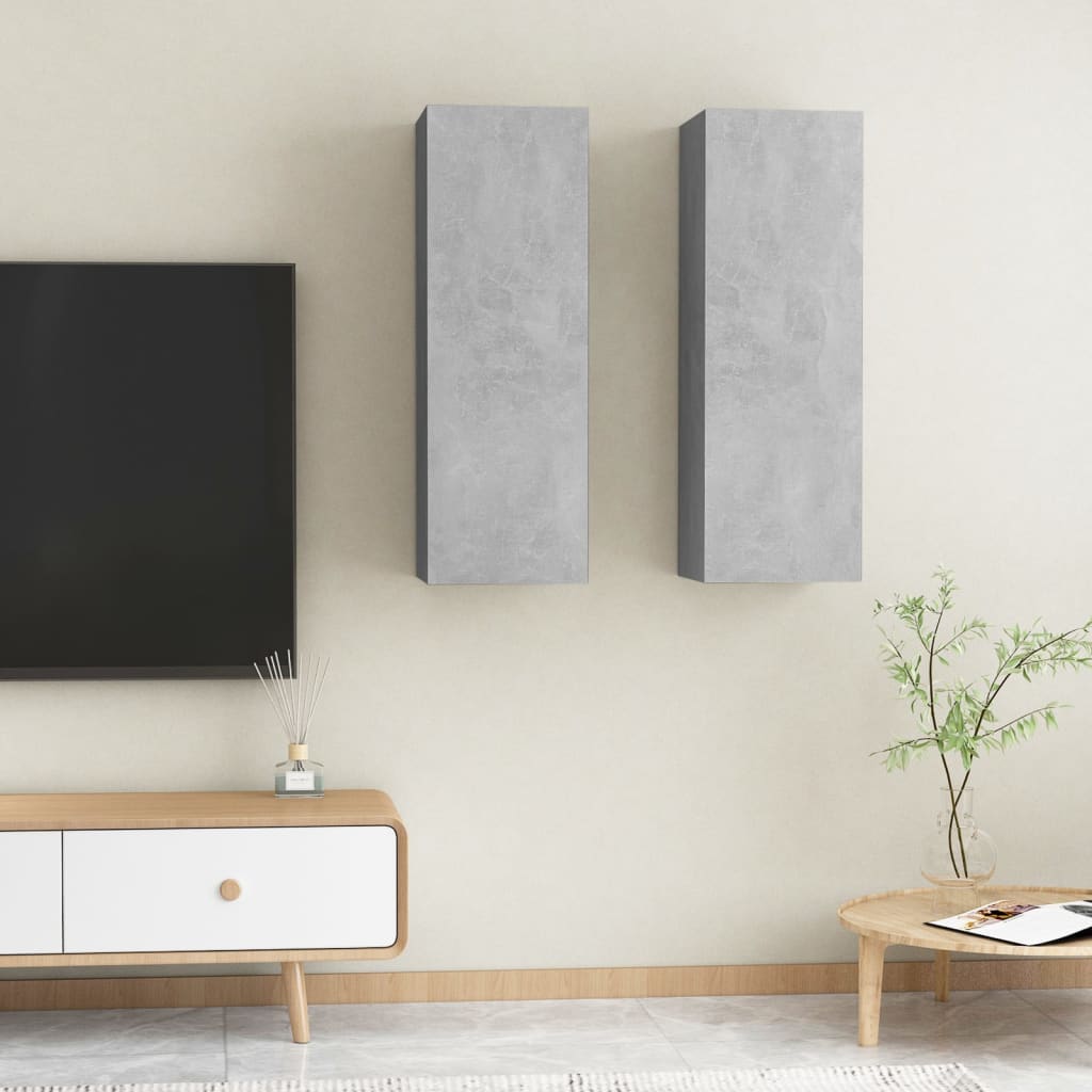 vidaXL TV Cabinets 2 pcs Concrete Grey 30.5x30x90 cm Engineered Wood