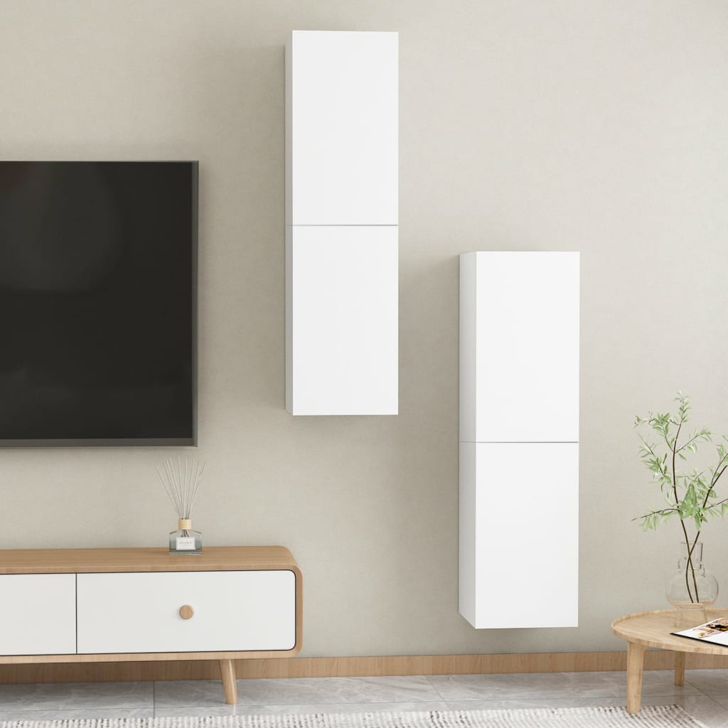 vidaXL TV Cabinets 2 pcs White 30.5x30x110 cm Engineered Wood