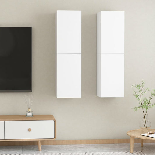 vidaXL TV Cabinets 2 pcs White 30.5x30x110 cm Engineered Wood