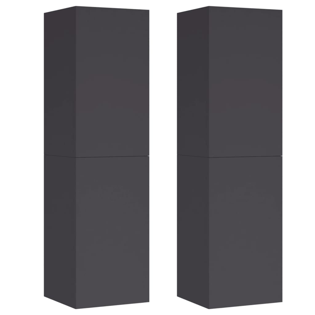 vidaXL TV Cabinets 2 pcs Grey 30.5x30x110 cm Engineered Wood