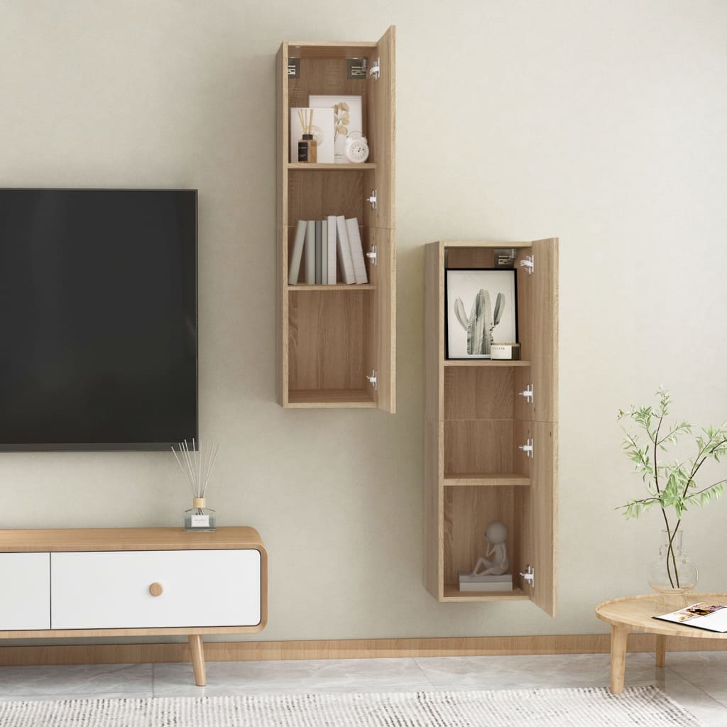 vidaXL TV Cabinets 2 pcs Sonoma Oak 30.5x30x110 cm Engineered Wood