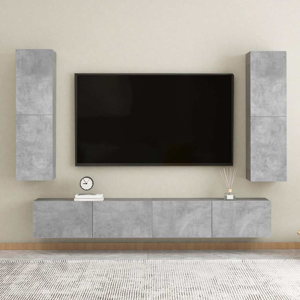 803370 vidaXL TV Cabinet Concrete Grey 30,5x30x110 cm Engineered Wood