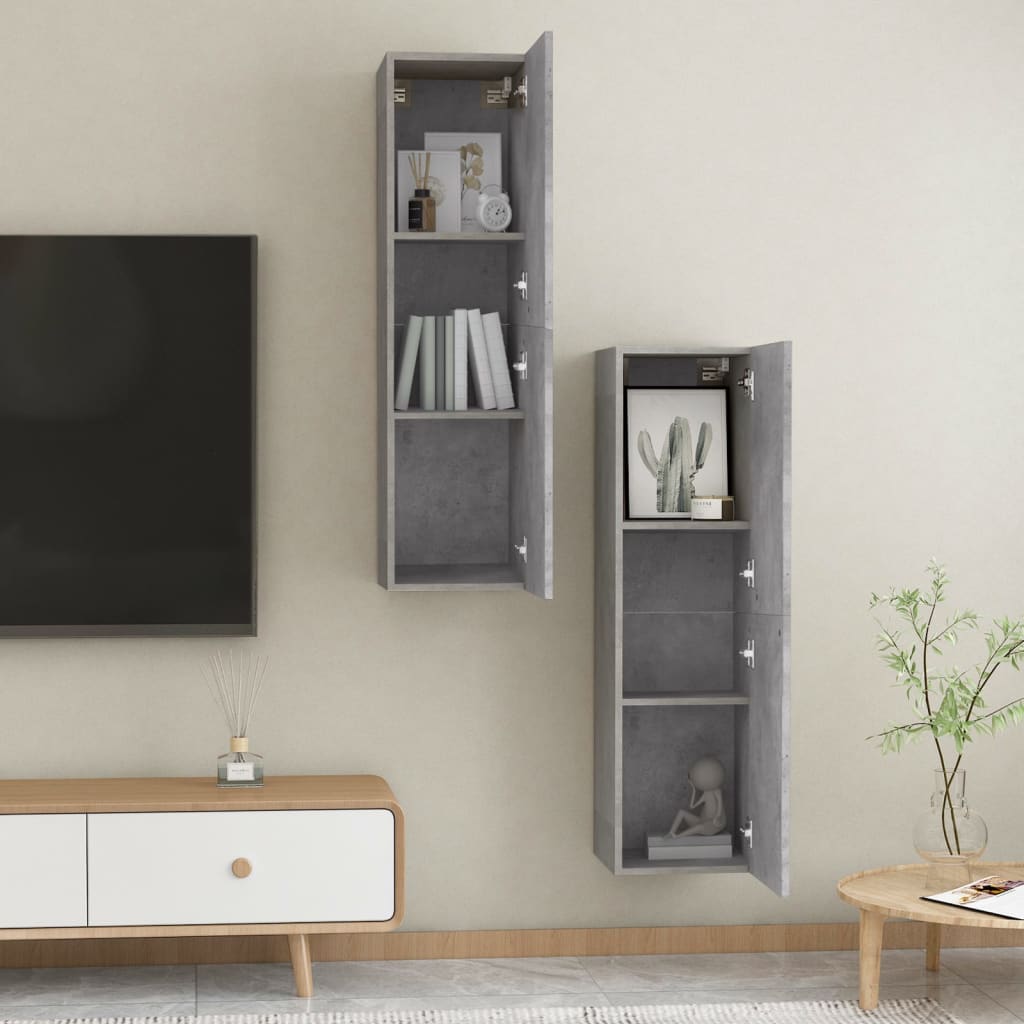 vidaXL TV Cabinets 2 pcs Concrete Grey 30.5x30x110 cm Engineered Wood