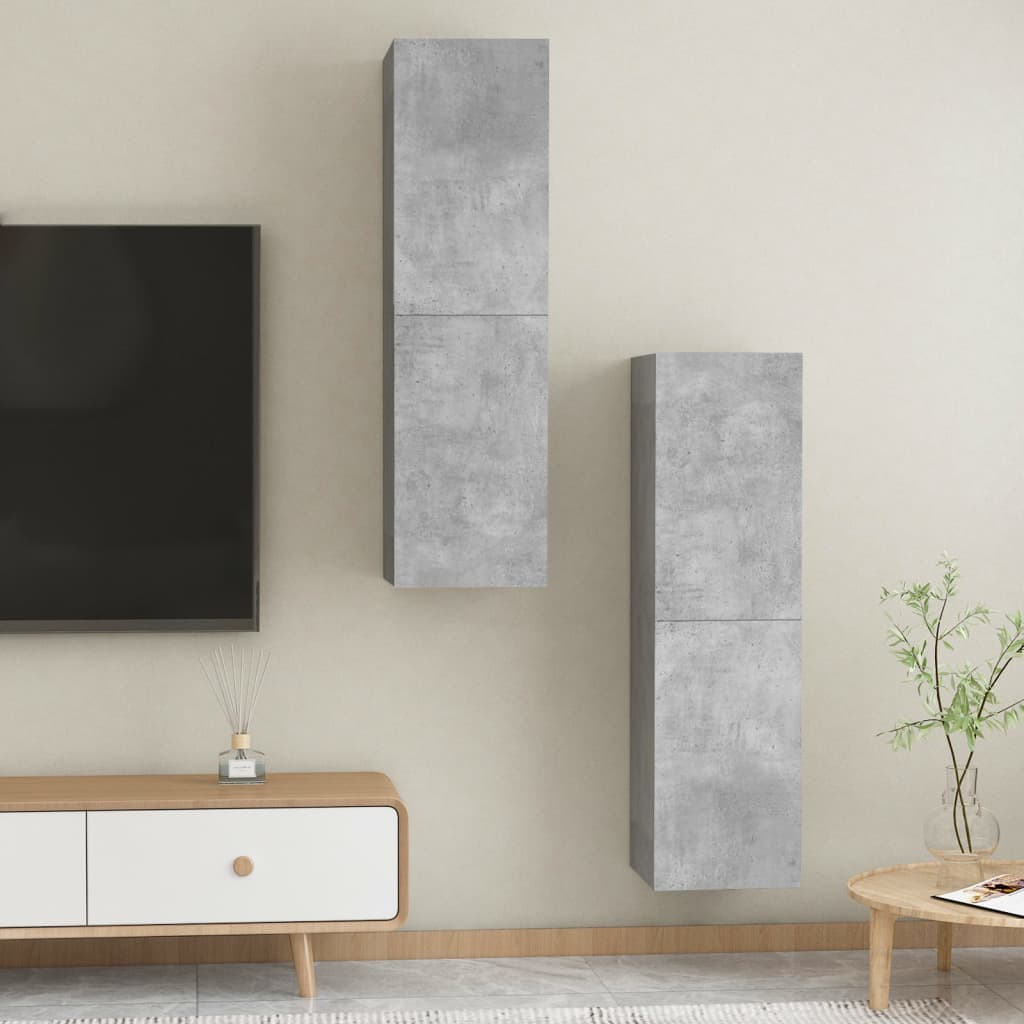 vidaXL TV Cabinets 2 pcs Concrete Grey 30.5x30x110 cm Engineered Wood