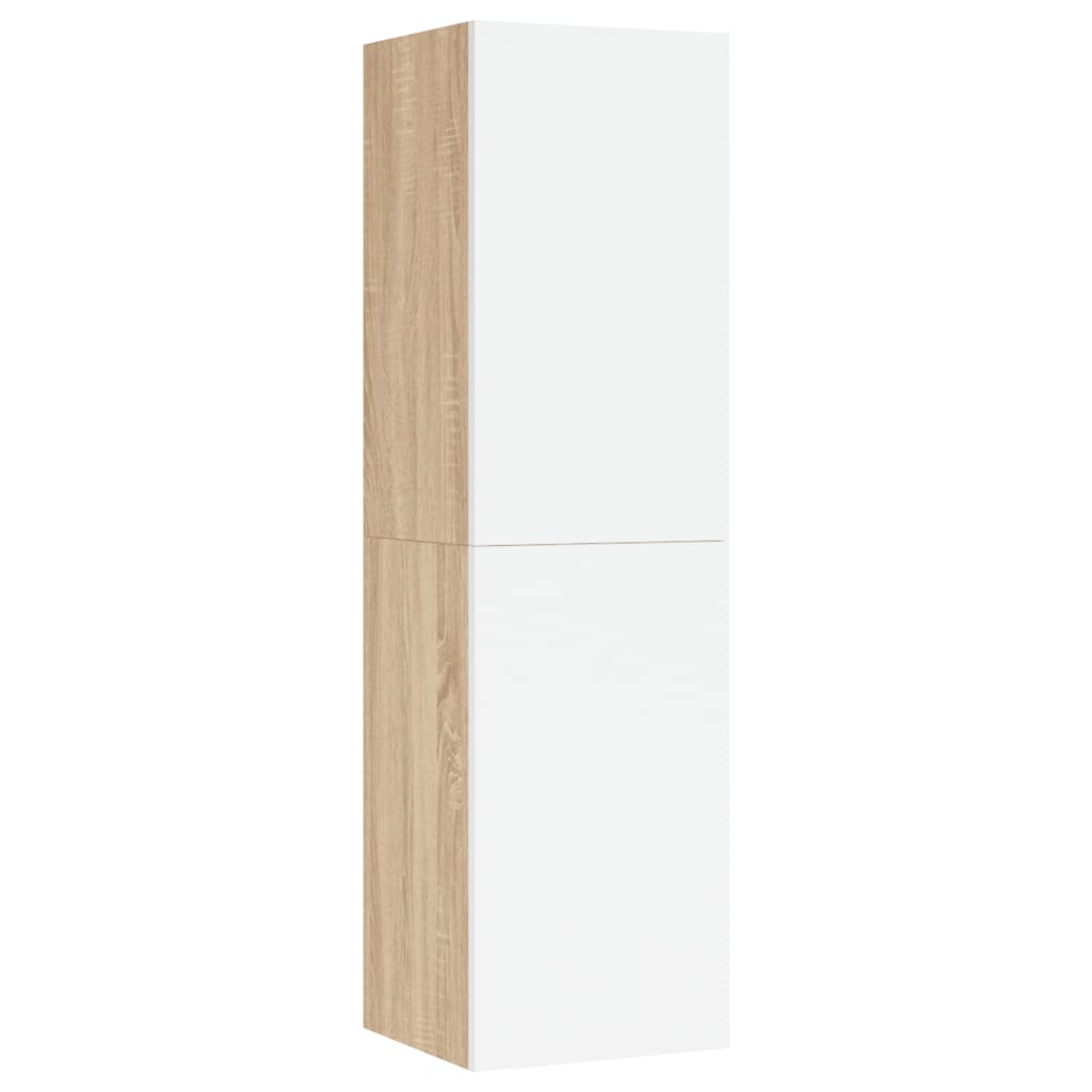 vidaXL TV Cabinets 2 pcs White and Sonoma Oak 30.5x30x110 cm Engineered Wood