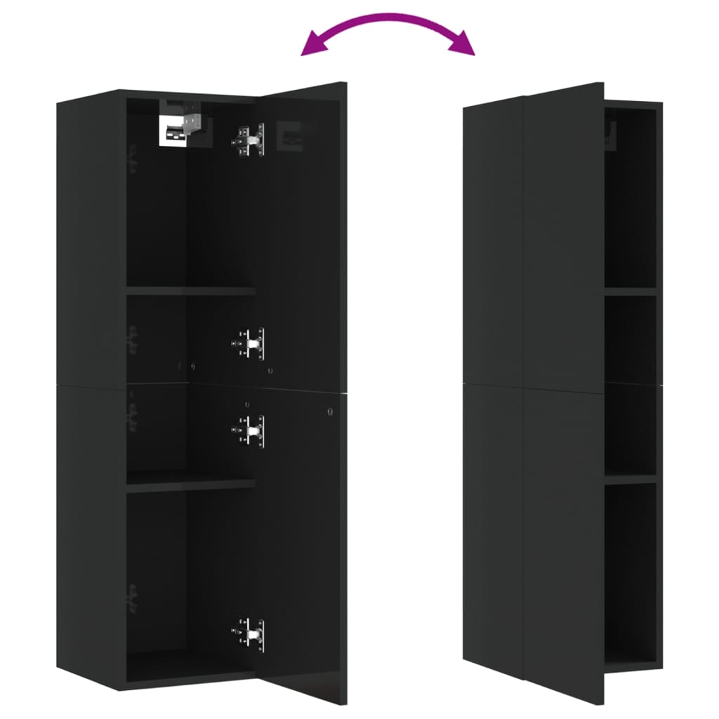 vidaXL TV Cabinets 2 pcs High Gloss Black 30.5x30x110 cm Engineered Wood