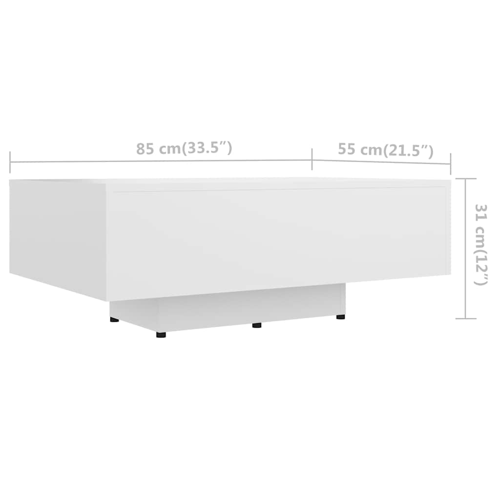 803380 vidaXL Coffee Table White 85x55x31 cm Engineered Wood