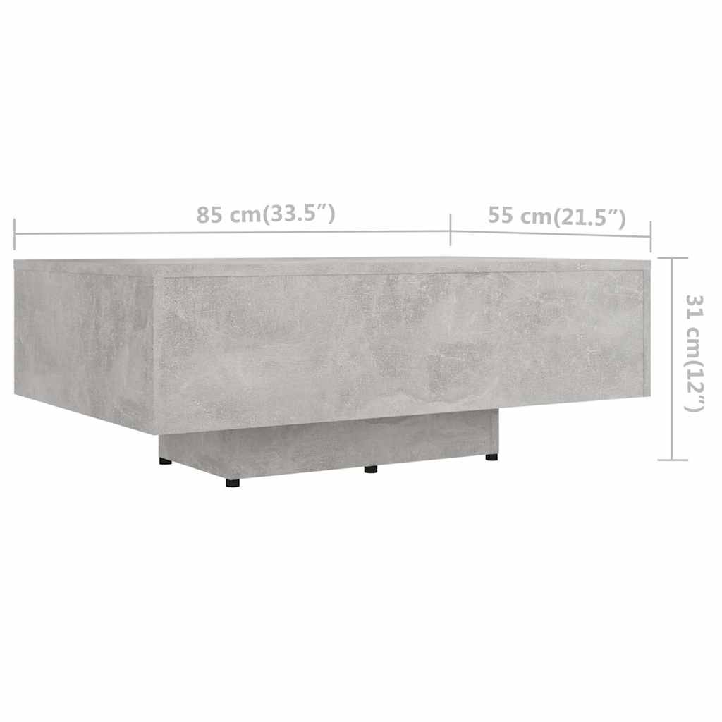 803384 vidaXL Coffee Table Concrete Grey 85x55x31 cm Engineered Wood