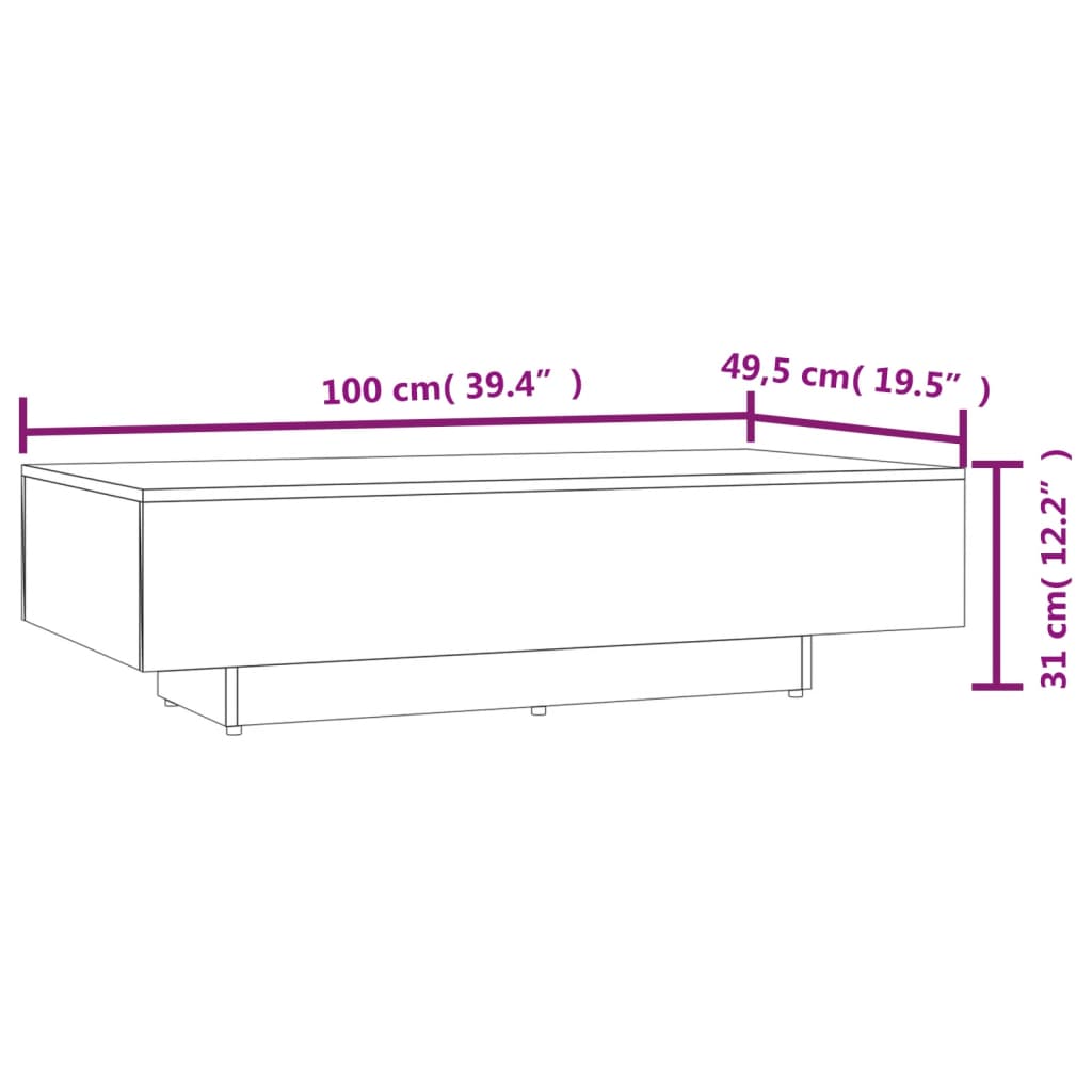 vidaXL Coffee Table White 100x49.5x31 cm Engineered Wood